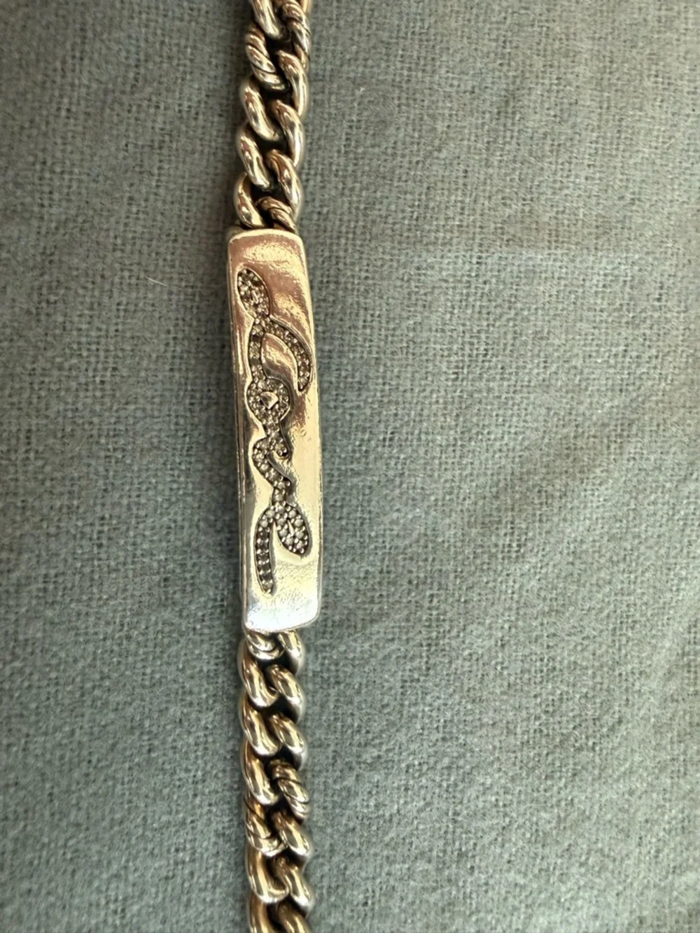 David Yurman Silver 'Love' Cable ID Bracelet - Picture 4 of 12